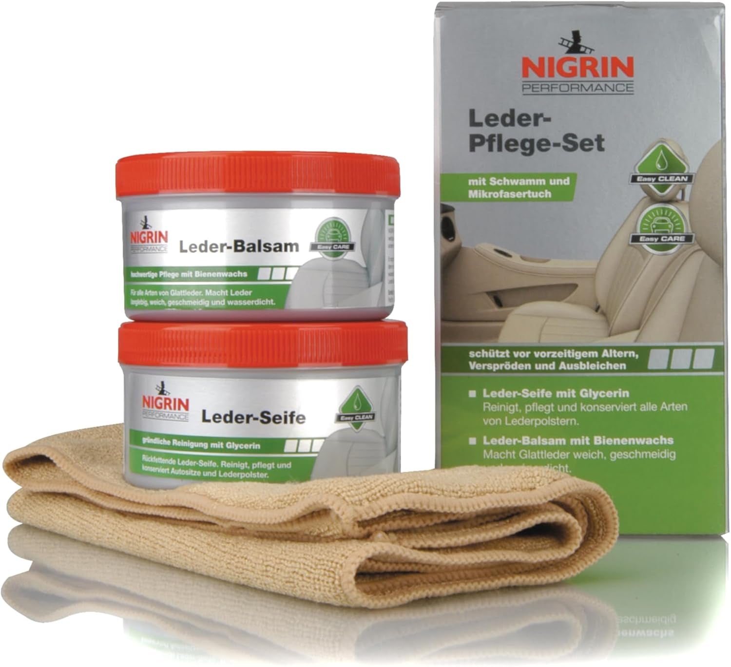 Performance Lot De 2 Flacons De Soin Pour Cuir Avec Huiles Et Cires Naturelles - Rafraîchissant Les Couleurs - 250 Ml - Vert