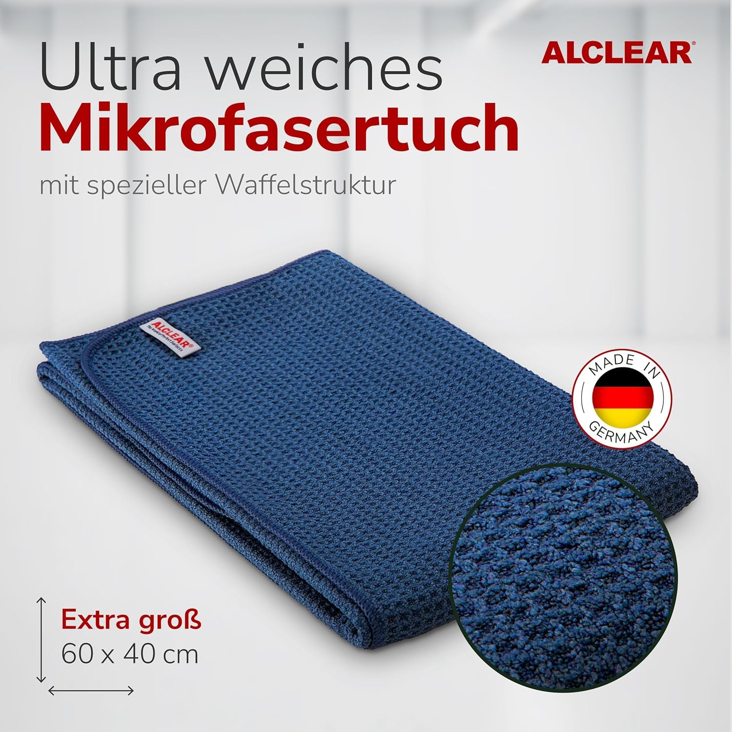 820901_2 Lot De 2 Chiffons Microfibres XXL 60×40 Cm – Séchage Auto Structure Nid D’Abeille – Ultra Absorbants, Sans Peluches Ni Rayures – Pour Peinture, Verre Et Plastique, Conçu En Allemagne