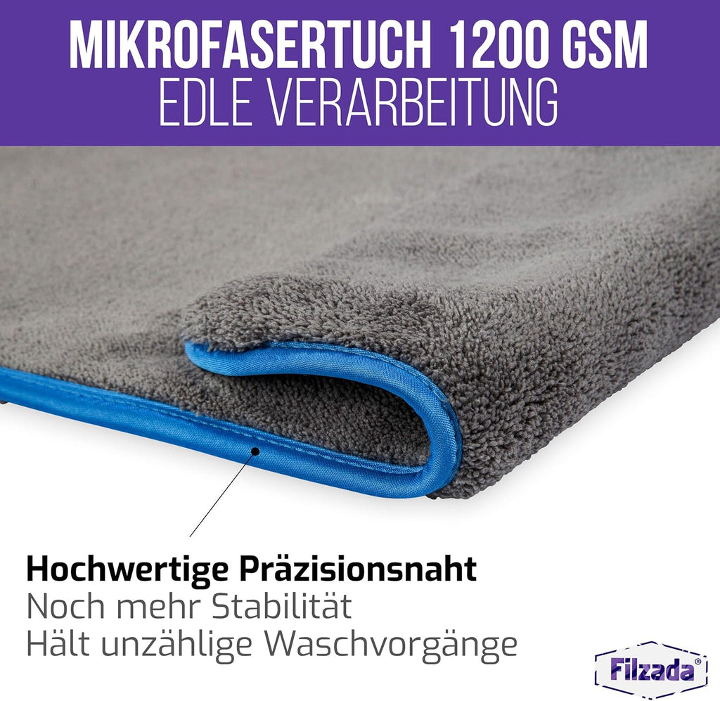 ® 3X Chiffons De Nettoyage En Microfibres Pour Voitures 1200 GSM - Chiffons De Polissage Pour Voitures Pour L'Entretien Professionnel Des Voitures En 42X48Cm