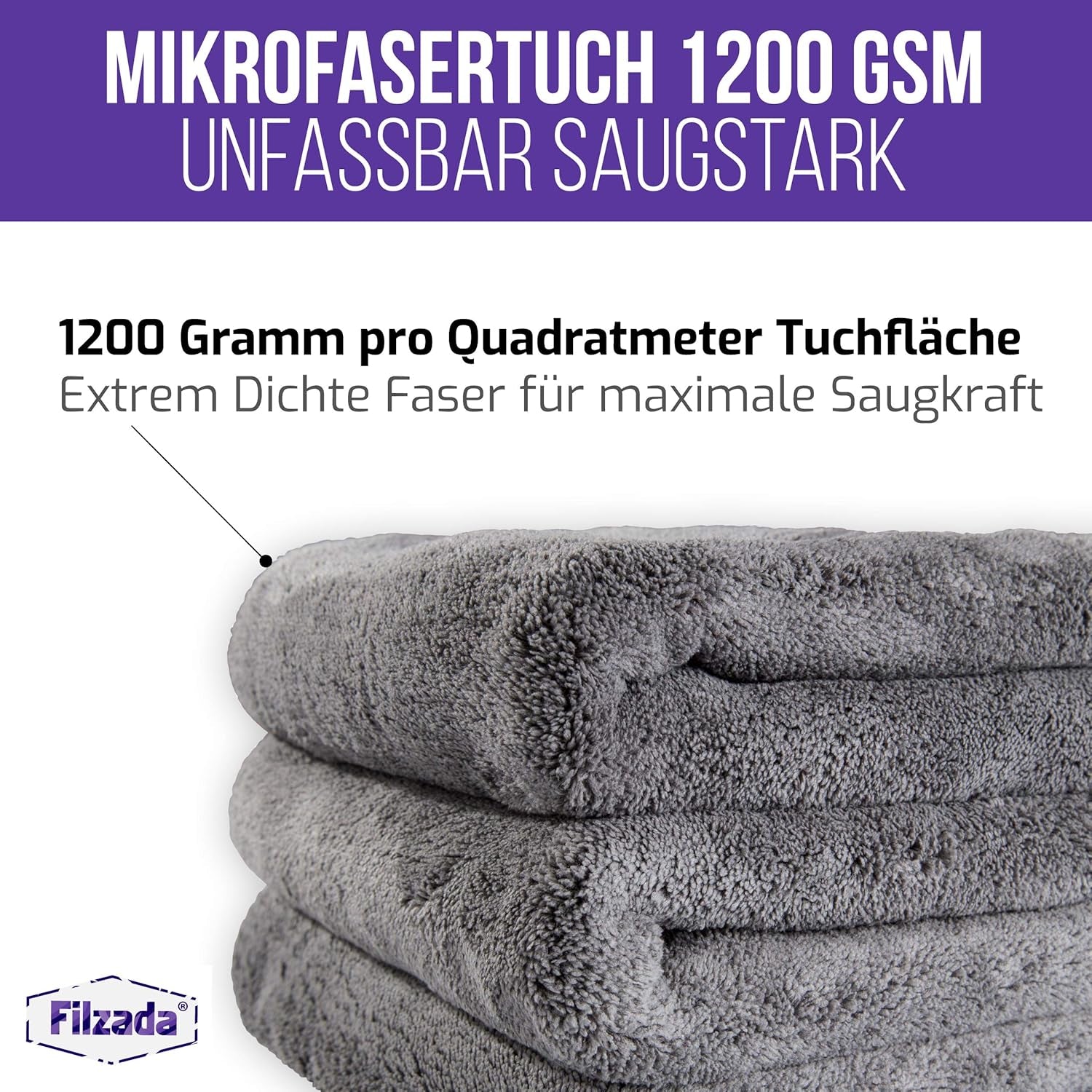 ® 3X Chiffons De Nettoyage En Microfibres Pour Voitures 1200 GSM - Chiffons De Polissage Pour Voitures Pour L'Entretien Professionnel Des Voitures En 42X48Cm