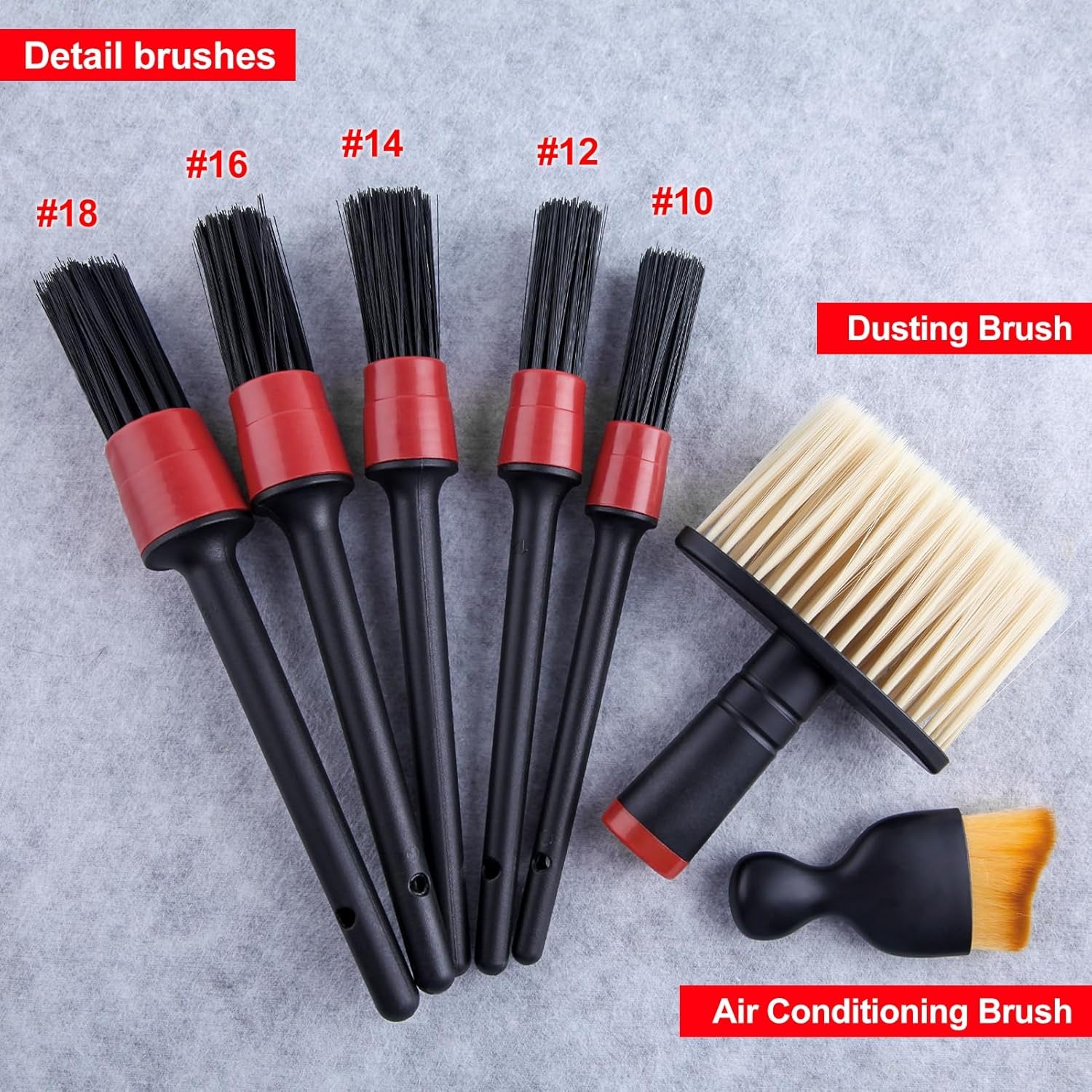 Lot De 7 Brosses De Détail Pour Voiture, 5 Brosses De Détail, 1 Brosse À Épousseter Et 1 Brosse Pour Climatisation, Tableau De Bord, Fournitures De Nettoyage De Voiture, Kit De Nettoyage De