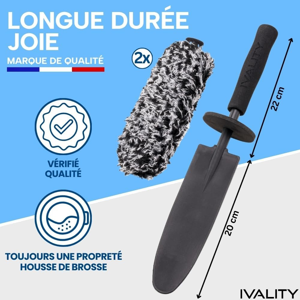 ® Brosse À Jantes En Microfibres Extra Fine - Nettoyage En Douceur Jusqu'Au Fond De La Jante - Brosse À Jantes En Microfibres Nettoyant Pour Jantes En Aluminium Nettoyage Des Jantes