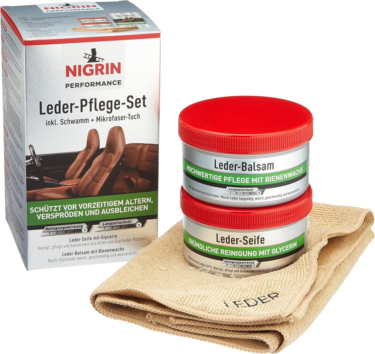 Performance Lot De 2 Flacons De Soin Pour Cuir Avec Huiles Et Cires Naturelles - Rafraîchissant Les Couleurs - 250 Ml - Vert